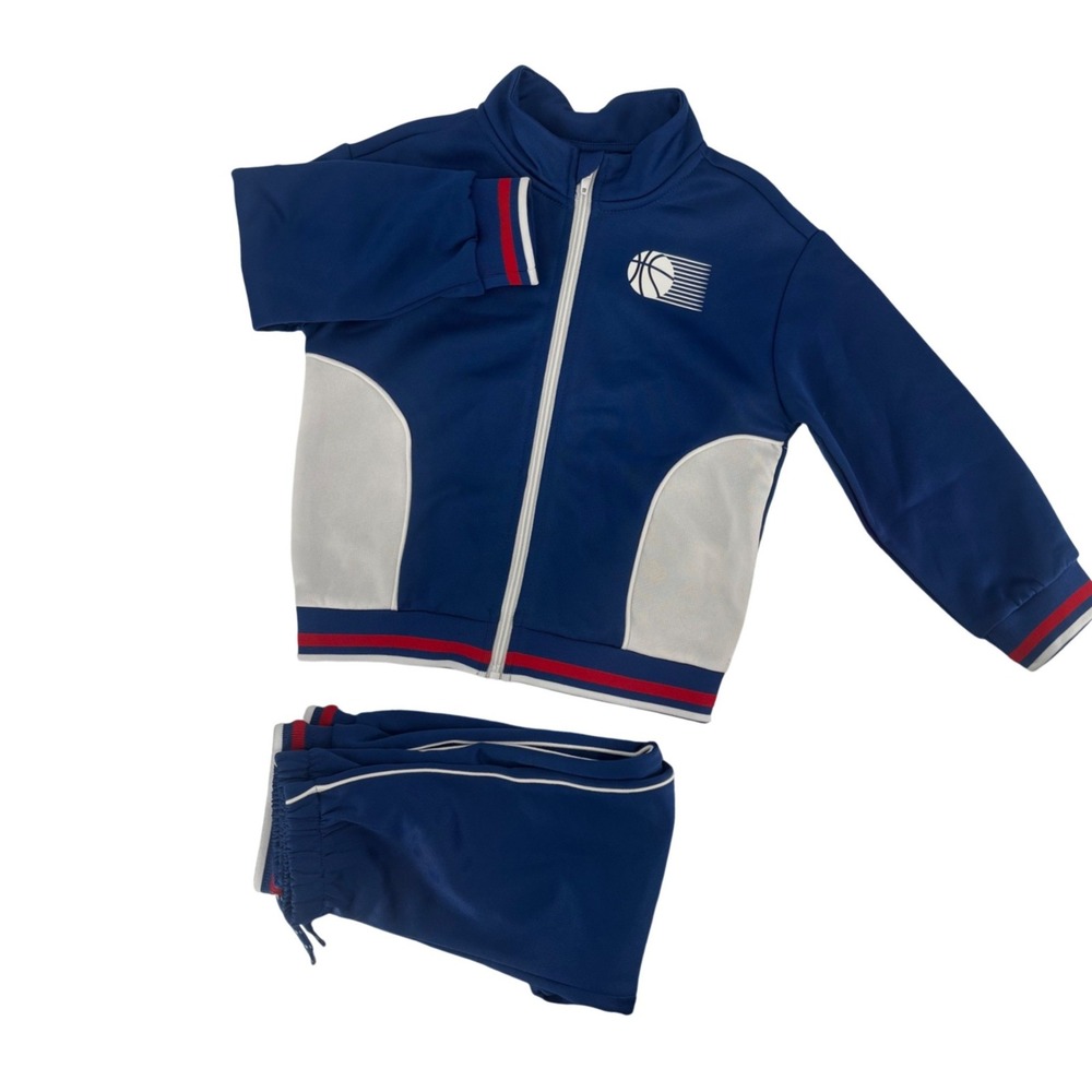 Blue Tracksuit Set Boys 5T Basketball Zip Jacket Jogger Pants Wonder Nation NEW